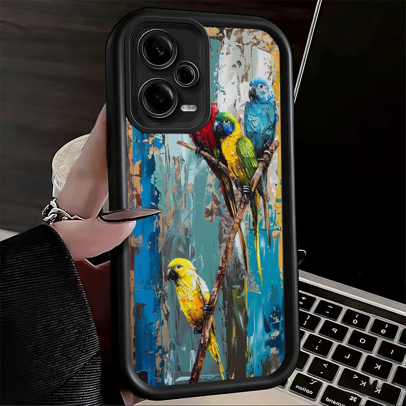 Bird Oil Painting Style Soft Phone Case for Xiaomi Poco X7 X6 X5 Pro X4 Gt X3 F7 Ultra M8 M7 Redmi 15C 15 14C 13 13C 12 12C 10 1