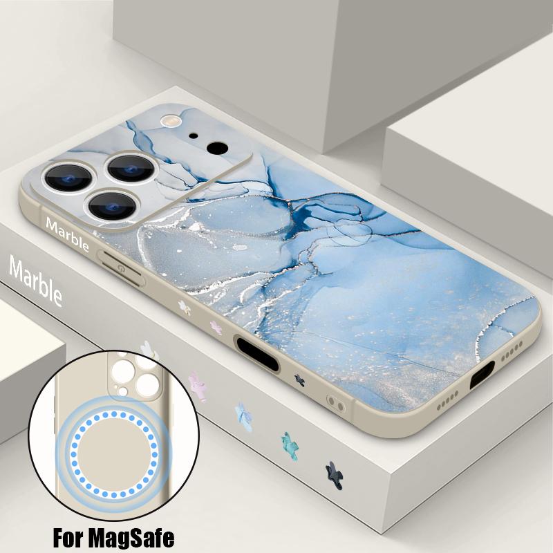 Роскошный чехол с узором под песчаник и мрамор для iPhone 16 Pro Max, магнитный, для Magsafe, мягкая крышка для iPhone 17 15 14 13 Pro Max 17E 16E