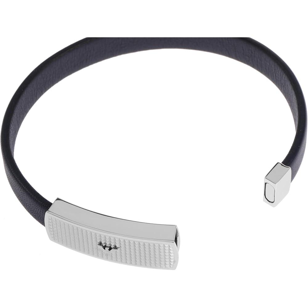 Emporio Armani Men's Blue Leather ID Bracelet EGS2987040 Stylish Design Durable Material Adjustable Fit