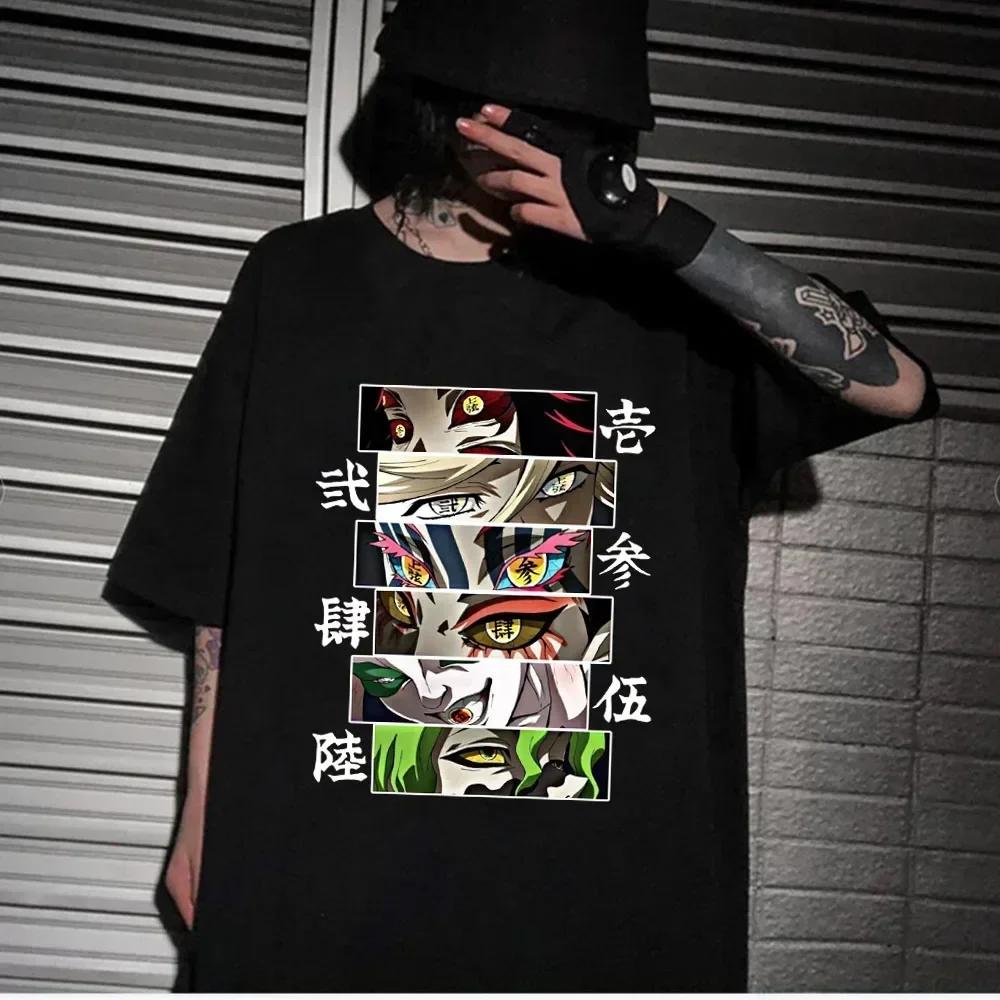2024 Hot Men's and Women's Short Sleeve T-Shirts, Popular Anime Demon Slayer, Top Moon, Cotton Casual Trend