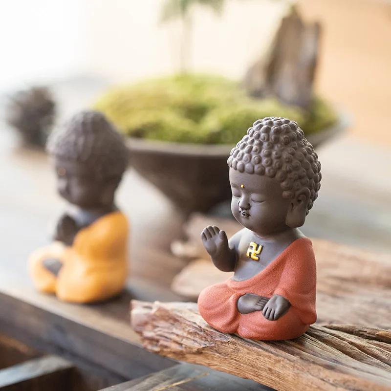 Фигурка Будды Шакьямуни из керамики ручной работы, Дзен украшение для чайного столика и домашнего декора, Декор для автомобиля, Сидящая статуя, Вдохновленный Дзен подарок