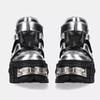 New Silvery Men Shoes Punk Style Lace-up Heel Height 6CM Platform Shoes Woman Gothic Ankle Rock Boots Metal Decor Woman Sneakers