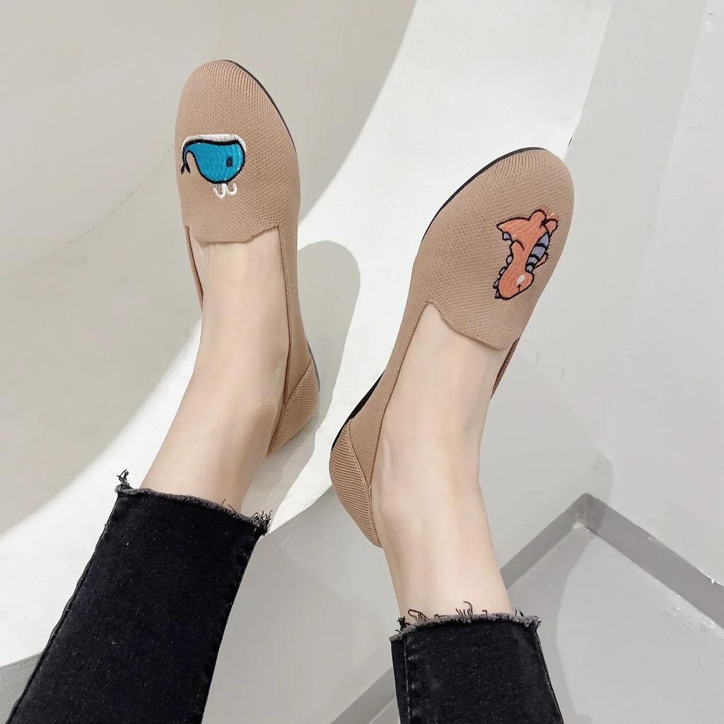 Модные женские туфли на плоской подошве вязаные модные туфли с круглым носком женские туфли без застежек на плоской подошве повседневные туфли балетки женские легкие удобные туфли Zapatillas