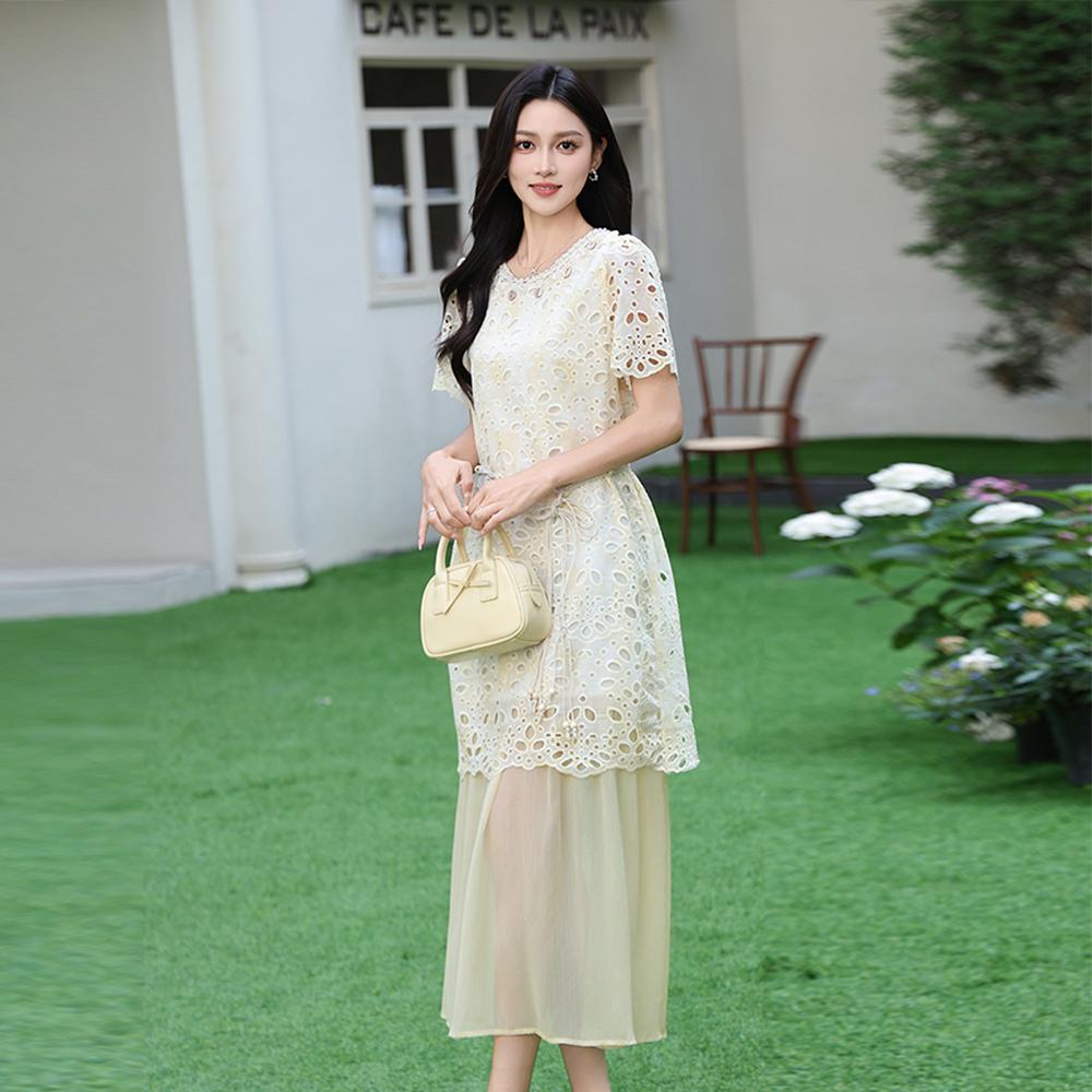 MIXMAX Casual Versatile Temperament Fashionable Age Reducing and Slimming Short-Sleeved Dress