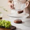 Happy Tao Luxury Glass & Wood Dessert Plate - Ideal for Fruit, Snacks, and Candy