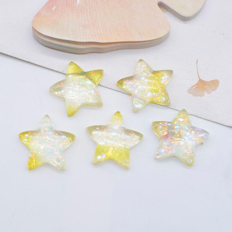 10Pcs 20mm Bling Star Patches Accessories Flatback 3D Resin Stone Button Appliques Scrapbooking
