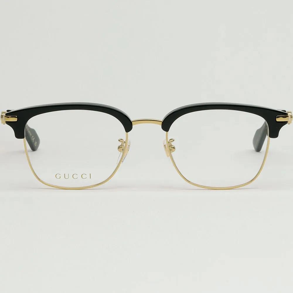 Gucci Eyeglass Frames GG1606OK 002 Half-rim Titanium Glasses for Men and Women