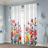 2Pcs, Curtains&Drapes Colorful Plants Watercolor Machine Washable (Without Rod) Art Deco Festive Ldeal For Kitchen Living Room