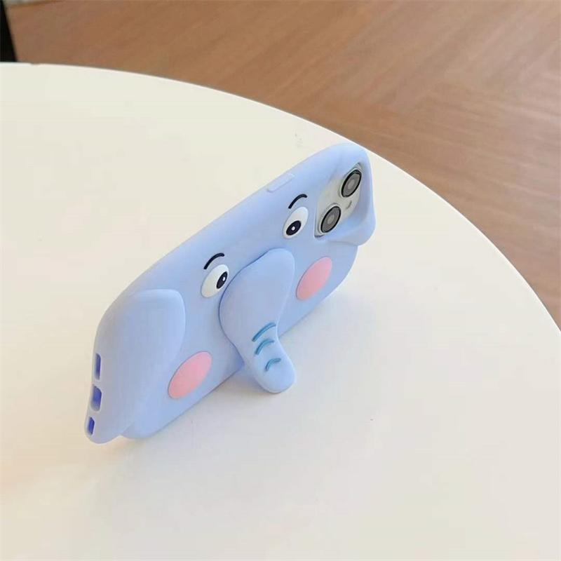 Модный милый чехол для телефона с подставкой со слоном для iPhone 15 14 13 12 11 Pro Max силиконовый чехол для iPhone 15 14 13 12 11