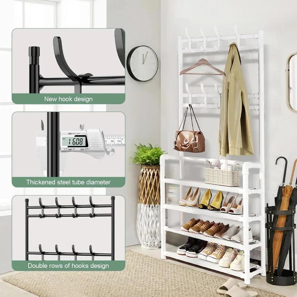 Shoe and Hat Rack Multi Functional Living Room Organizer Storage Shoes Cabinet Multi-Layer Floor-Standing Clothes Hanger Shelf