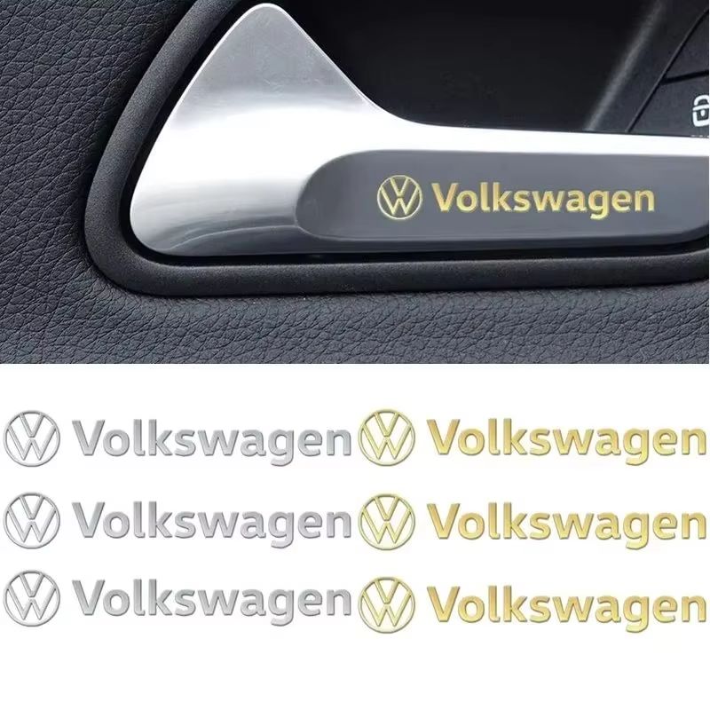 For VOLKSWAGEN VW 3pcs Metal Car Inner Door Handle Emblem Sticker Decoration for Volkswagen Polo GTI Golf Jetta Beetle Polo Tour