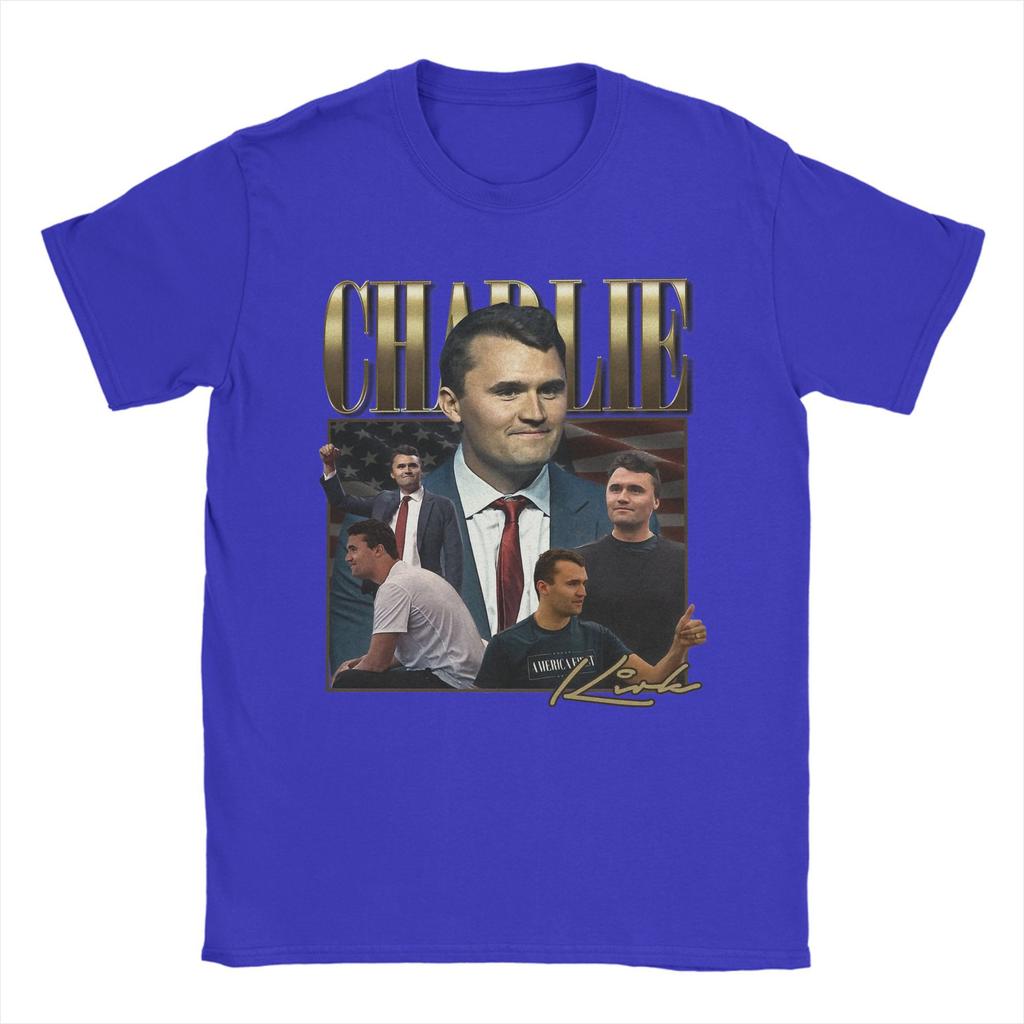 Men's Charlie Kirk T Shirts  100% Cotton Tops Fashion Short Sleeve Crewneck Tee Shirt Gift Idea T-Shirt