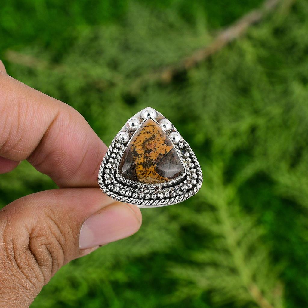 Trillion Mookaite Gemstone Engagement Daughter Ring Jewelry 925 Sterling Silver