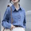 Fashionable and Loose Women's Denim Shirt, Medium Length, Pure Cotton, Long Design Sense, Unique and Trendy, Inner and Outer Wear