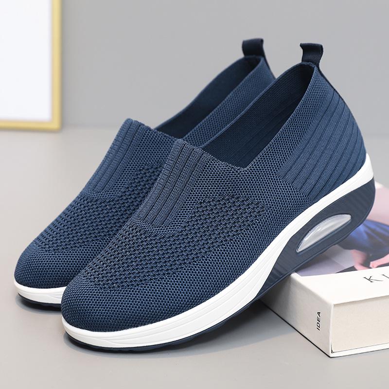 Женские кроссовки Flyknit на толстой подошве, Осень 2026 - Увеличивающие рост, Повседневная белая спортивная обувь