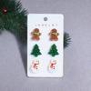 Christmas Stud Earrings Set: Snowman, Gingerbread Man, and Tree Print Acrylic Fashion Jewelry, 3 Pairs