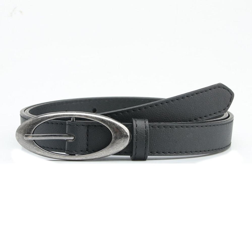 Fashion PU Leather Belt Alloy buckle Elliptical Buckle Waistband Thin Jeans Belt Women