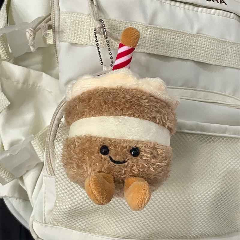 Kawaii Strawberry Cake Plush Keychain Pendant Cartoon Bag Key Ring Doll Stuff Backpack Decor Toy