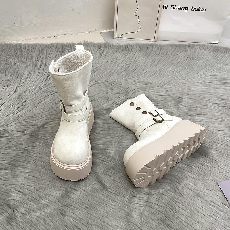 Зимние женские меховые сноубутсы на толстой платформе, уличные удобные теплые ботинки, женские современные короткие ботильоны