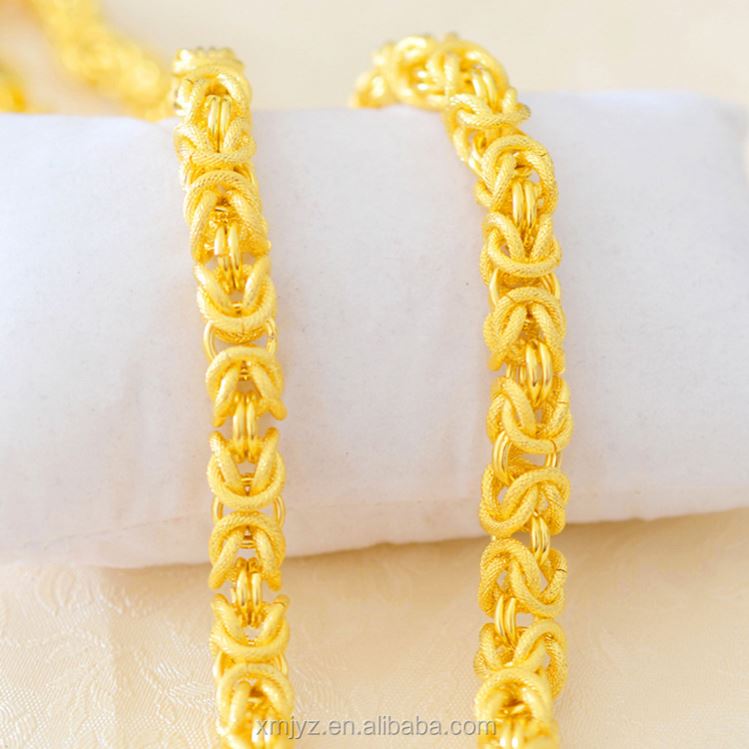 Gold Dubai Brass Gold Plated Fire Double Faucet Cloth Dragon Pattern Necklace Factory Direct Men's Jewelry