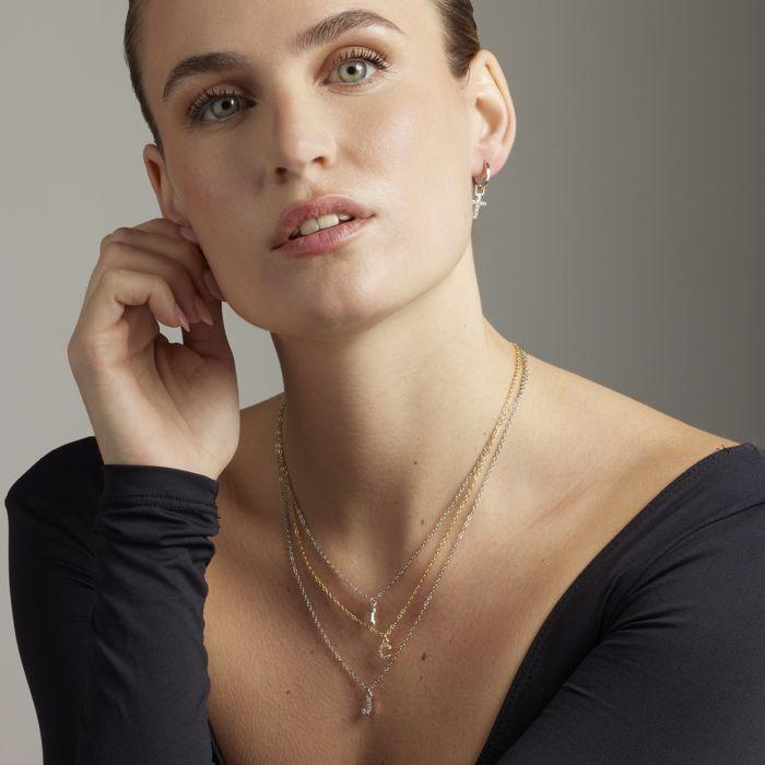 Collier Luxenter avec Zirconia brillant finition or 18k - Alphabet C