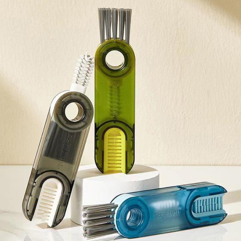 Щетка для чистки щелей для бутылок 3 в 1, многофункциональная щетка для чистки чашек, инструмент для чистки бутылок с водой, мини-силиконовая U-образная щетка