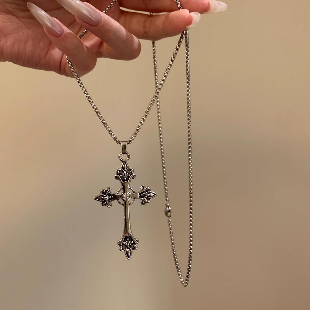 Модное розовое панк-ожерелье с подвеской в виде хрустального креста, готическое ожерелье-чокер в стиле ретро, эстетичные украшения, подарки для мужчин и женщин на вечеринку