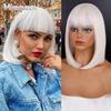 MISSQUEEN Short Bob Wig with Bangs for Girls Synthetic Bob Straight Wigs Wig for Party/Daily Heat Resistant Wig Shoulder Length