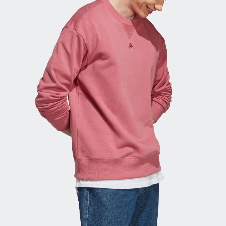 Adidas All Season Embroidered Logo Crew Neck Sweatshirt Men Tops Rock-Layer-Pink IC9808