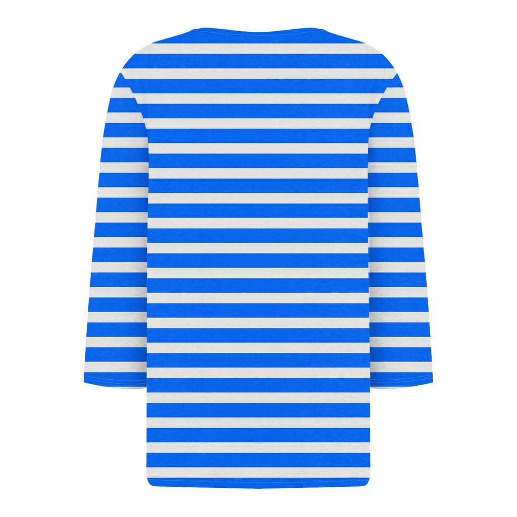 Жен. Футболка Футболка С принтом Пуговицы Рукав 3/4Ежедневно Выходные Мода Классический Топ с v-образным вырезом Обычный