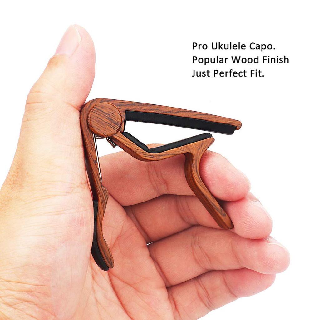 WINGO Capo Professional Ukulele Capo Soprano Concert Rosewood One-touch Baritone, Color.