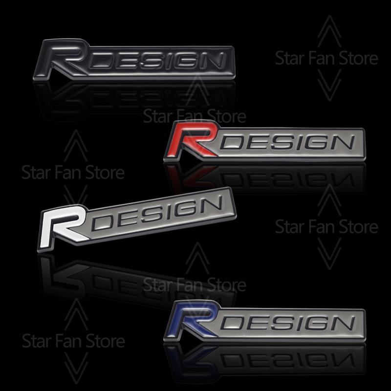 Metal R Design Grille Badge 3D Stickers Car Trunk Body Emblem Decal Car Styling For Volvo S40 S60 S80 V60 XC40 XC60 XC90 V40 AWD