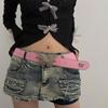 Y2k Metal Buckle Belt Pu Leather Female Cummerbunds Cool Butterfly Belt  Decorative Jeans
