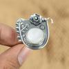 Natural Rainbow Moonstone Gemstone Multi Stone Flower Adjustable Ring 925 Silver