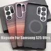Магнитный чехол из углеродного волокна для Samsung Galaxy S25 Ultra 600D Арамидное волокно Магнитный Ударопрочный защитный чехол S25 Ultra Чехол Magsafe