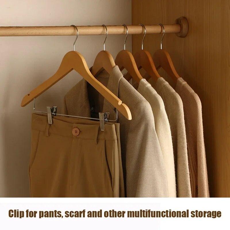 Высококачественные деревянные вешалки для костюмов, вешалка для брюк из массива дерева с вырезами для плеч для пиджака