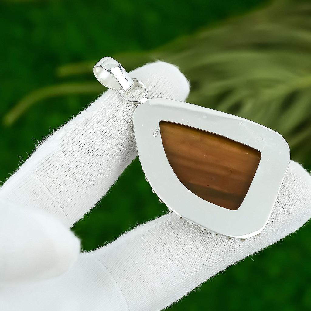 Natural Red Snakeskin Jasper Gemstone Pendant 925 Sterling Silver For Girls