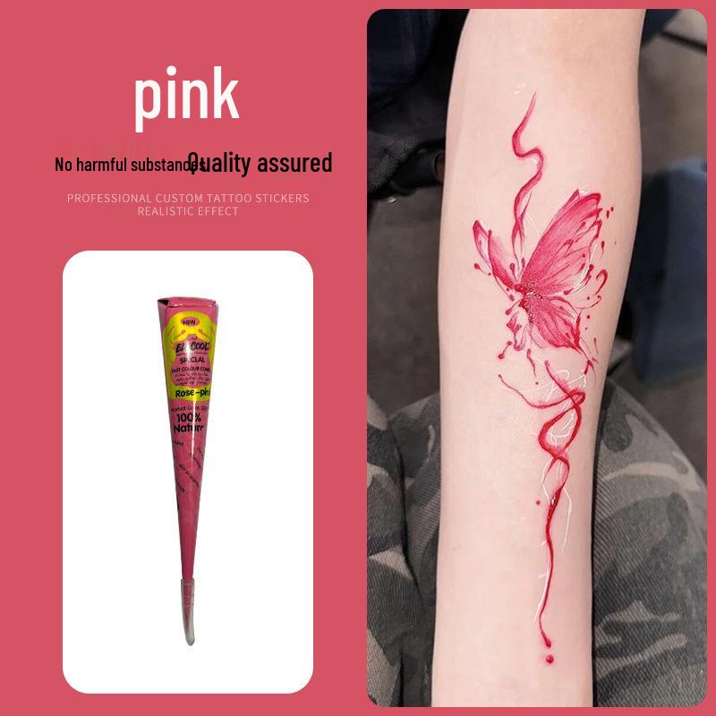Plant-Based Hand-Painted Henna Tattoo Paste for Stencil Use