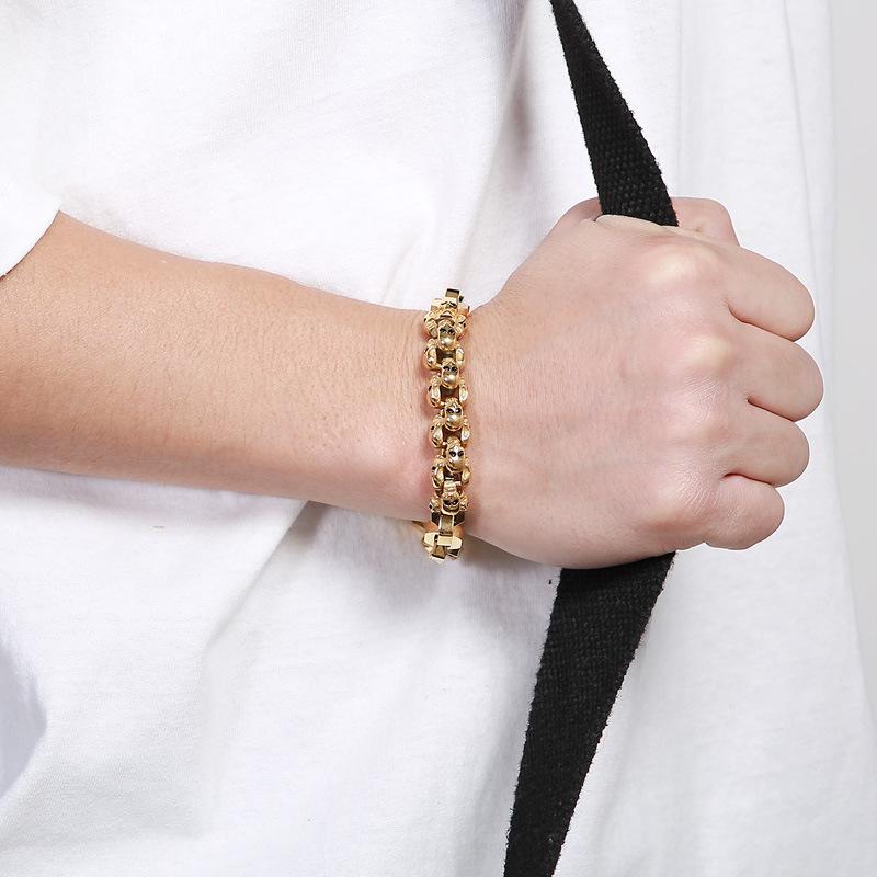 Модные украшения, Креативный браслет из титановой стали с гальваническим покрытием в виде полигонального черепа