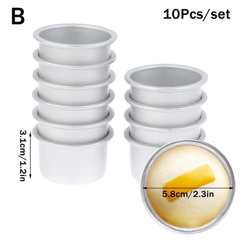 10Pcs Puto Cake Mold Aluminum Alloy Egg Tart Cup Cupcake Kitchen Baking Mold Mini Round Baking Oven Pan Pastry Dessert Mould