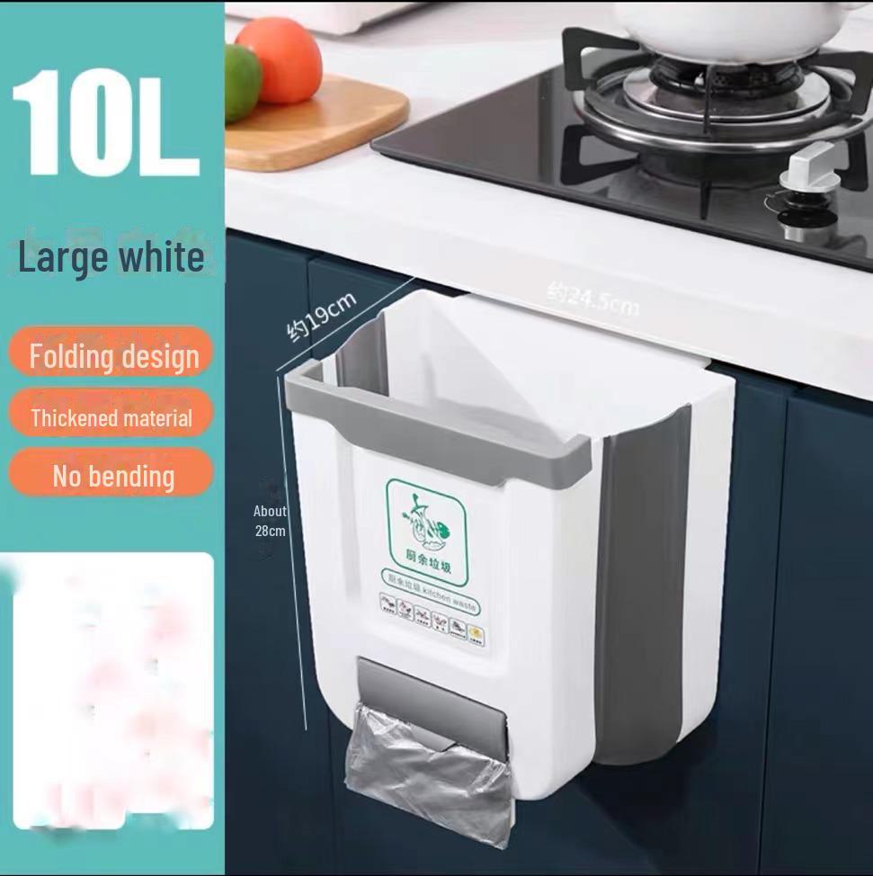 Креативное выдвижное настенное мусорное ведро для кухонных шкафов с подвесным хранилищем и складной конструкцией для легкой сортировки.