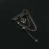 Retro Brooches Decoration Chest Chain Key Shape Brooch Tassel Pendant Brooch Dark Style Coat Accessories
