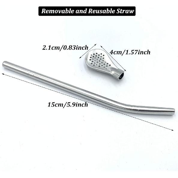 6 Pcs Yerba Mate Bombilla Drinking Filter Straws with 2 Pcs Cleaning Brushes Detachable Stainless Steel Drinking Straws, 7.3 Inch