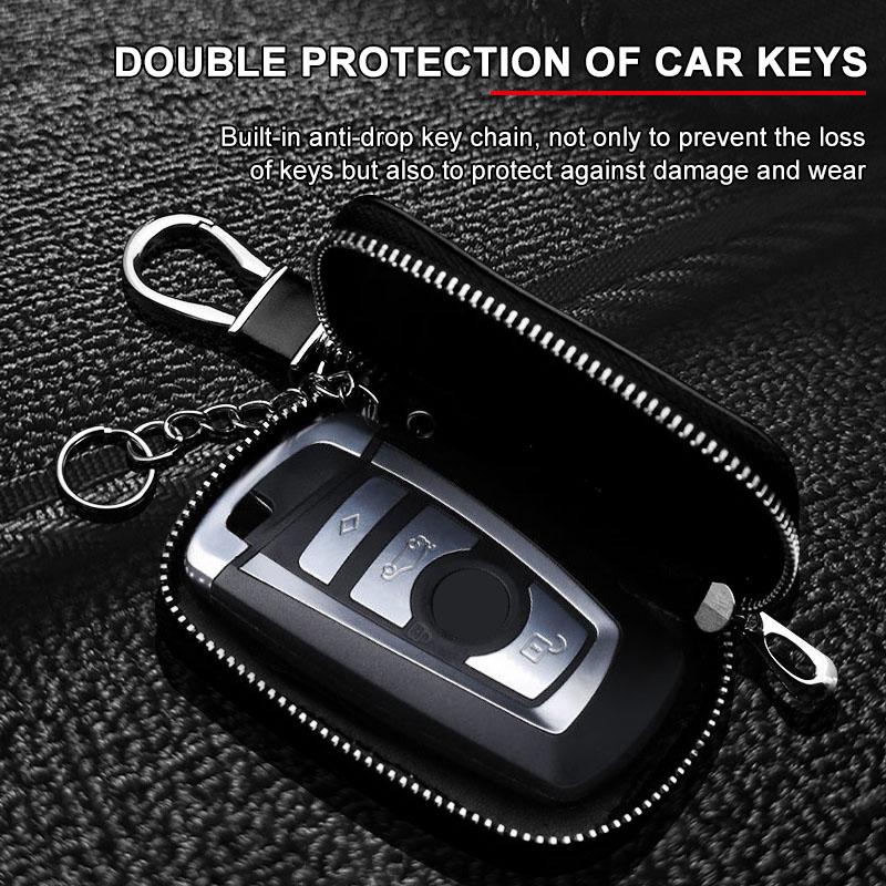 1Pcs Leather Emblem Car Key Case Keychain Zipper Key Case Bag for Skoda SCALA Superb Octavia 2 3 A4 A5 Fabia Kamiq Kapoq Kodiaq Rapid
