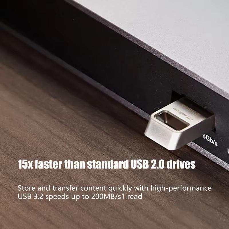 Kingston 128 ГБ Мини USB 3.2 Флешка Металлическая Флешка 64 ГБ 256 ГБ DTMC3G2 USB Флешка Чтение 200 МБ/с Автомобильный U-диск Серебристый Ультрамаленький