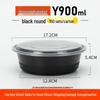 American Black Round Disposable Food Container, 350ml-1500ml - High-End Plastic Takeout Box