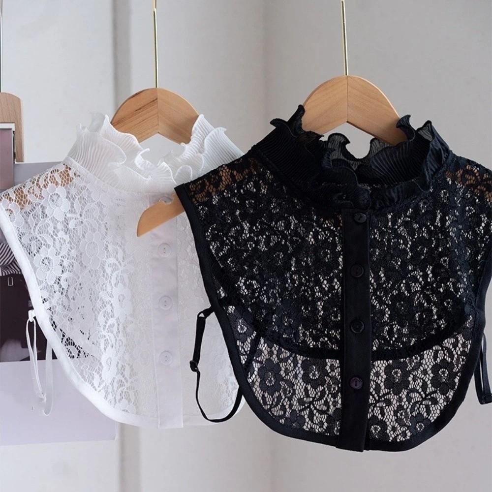 Easy To Match Lace Lapel Half Shirt Elegant Adjustable Neckline Detachable Fake Collar  Wedding
