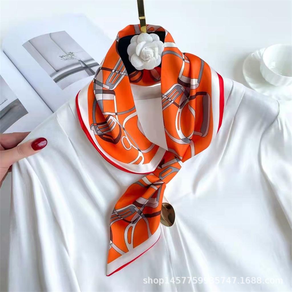 Silk Scarf Small Long Square Scarf Women'S High-End Neck Protection Scarf Professional Matching Shirt Scarf