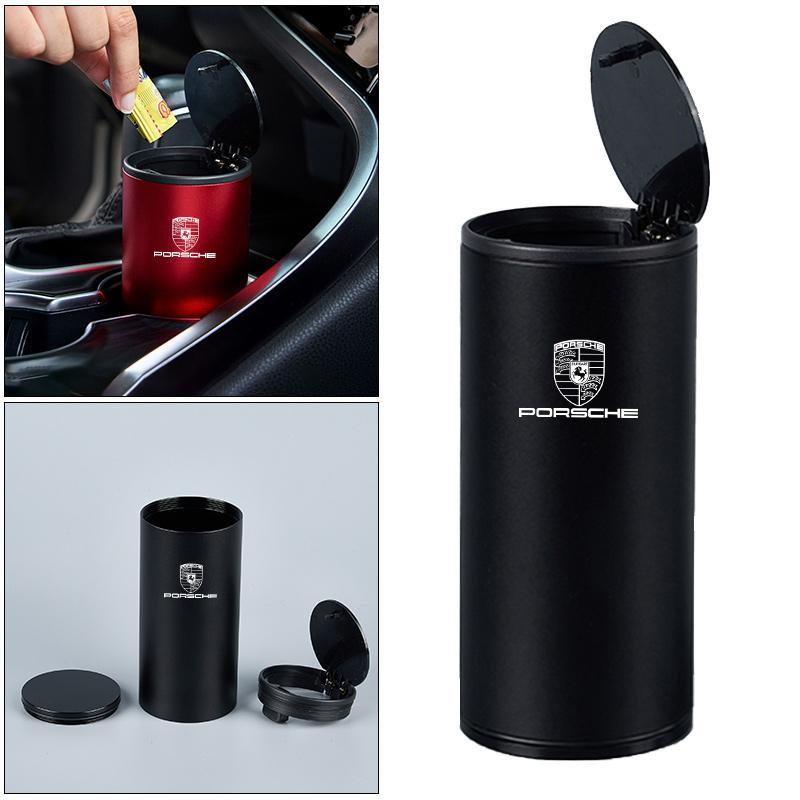For Porsche Panamera Cayenne Taycan 911 718 Macan Carrera-GT Car Trash Can Organizer Storage Bag Garbage Bin Ashtray Accessories
