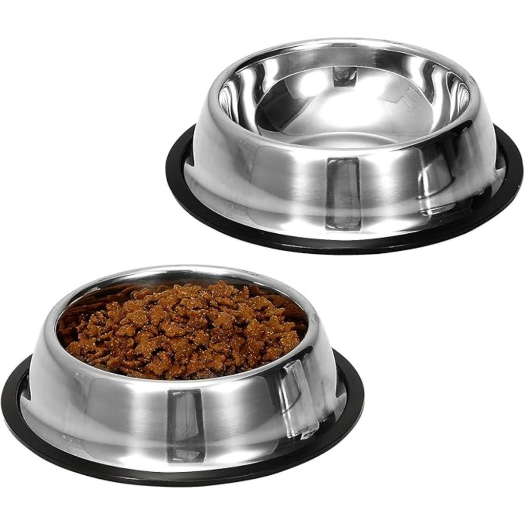 1pc Stainless Steel Dog Bowls with Rubber Bottom,Anti-Slip Heavy Duty Premium Quality Pets Feeder Bowls for Dogs and Cats and More